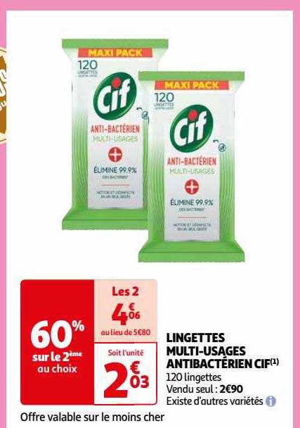 lingettes multi-usages antibactérien cif
