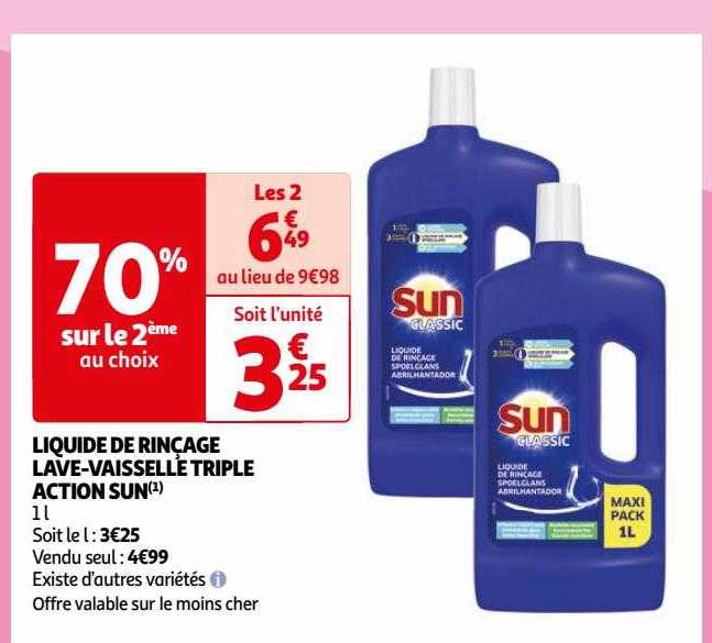 liquide de rinçage lave-vaisselle triple action sun