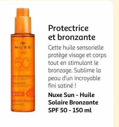 nuxe sun - huile solaire bronzante spf 50 - 150 ml
