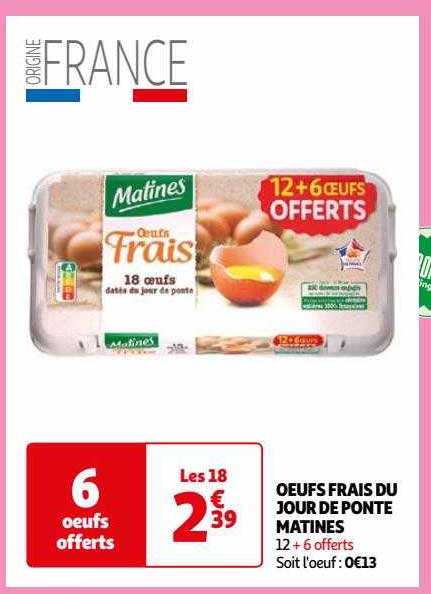 œufs frais du jour de ponte matines