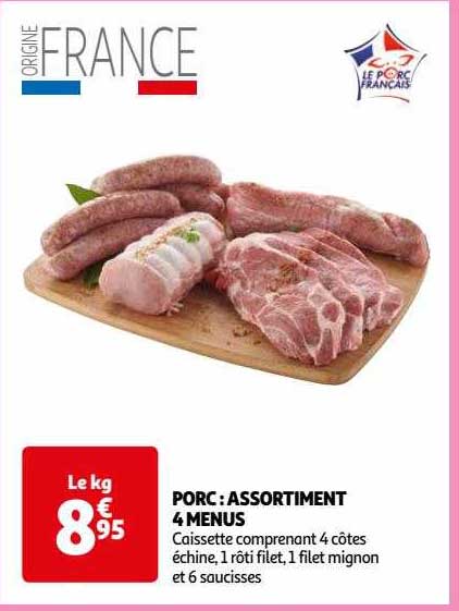 porc : assortiment 4 menus
