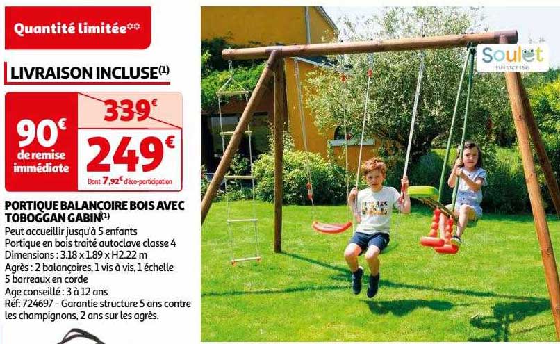 portique balançoire bois avec toboggan gabin