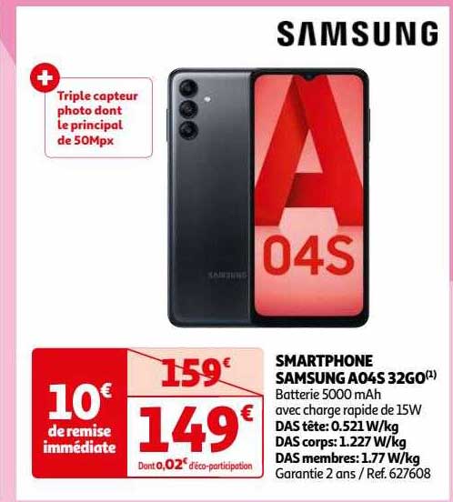 smartphone samsung A04s 32go