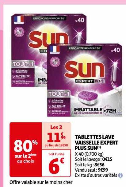 tablettes lave vaisselle expert plus sun