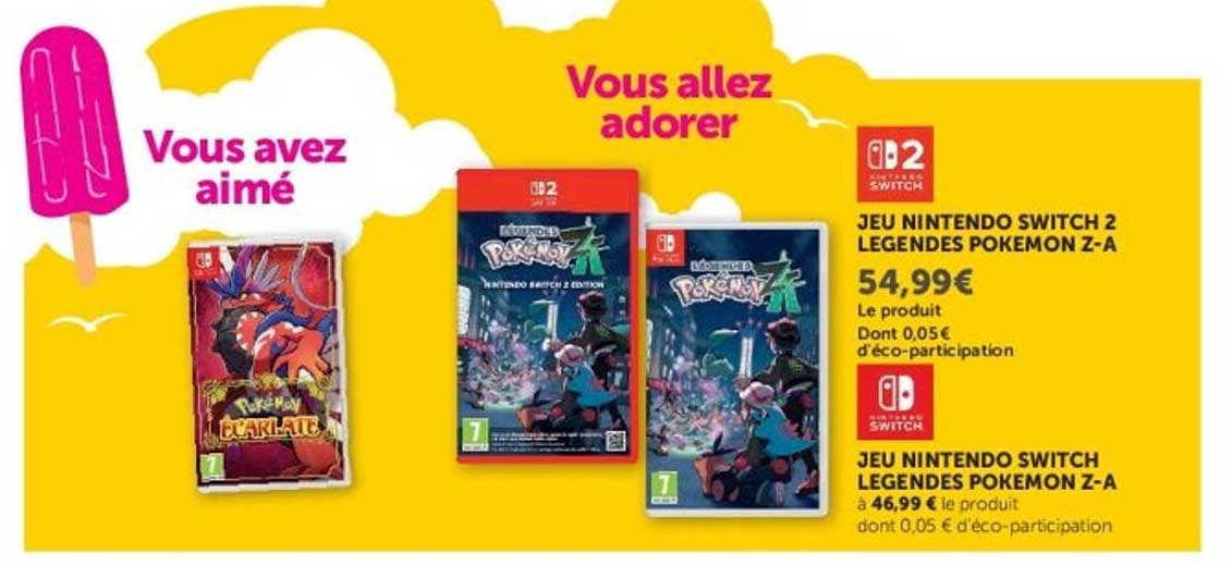JEU NINTENDO SWITCH 2 LEGENDES POKEMON Z-A