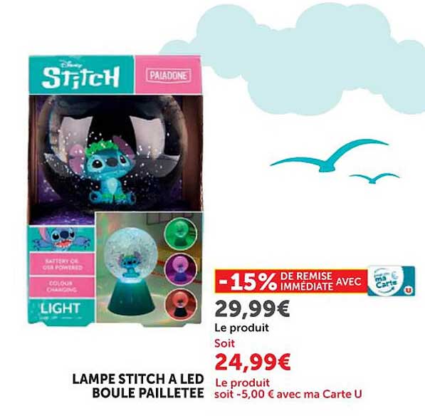 LAMPE STITCH A LED BOULE PAILLETEE