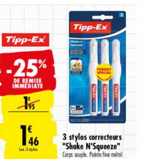 3 stylos correcteurs shake n squeeze tipp ex