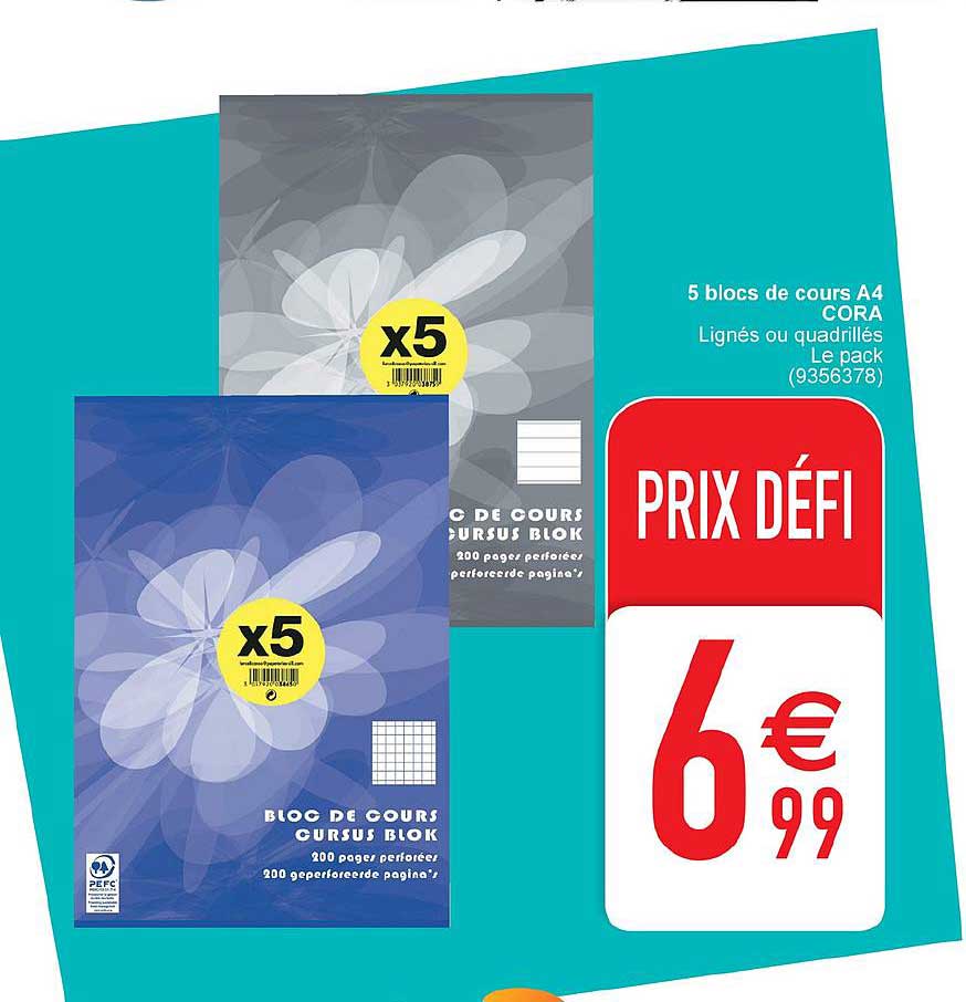 5 blocs de cours a4 cora