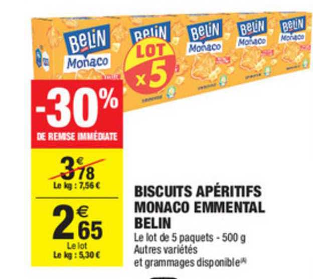 Biscuits Apéritifs Belin Monaco Emmental -30% De Remise Immédiate