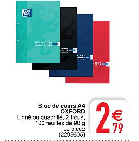 bloc de cours a4 oxford