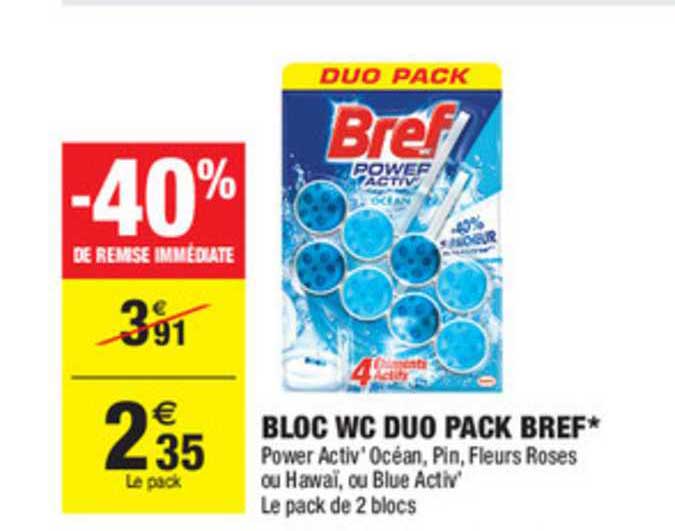Bloc Wc Duo Pack Bref Power Activ -40% De Remise Immédiate