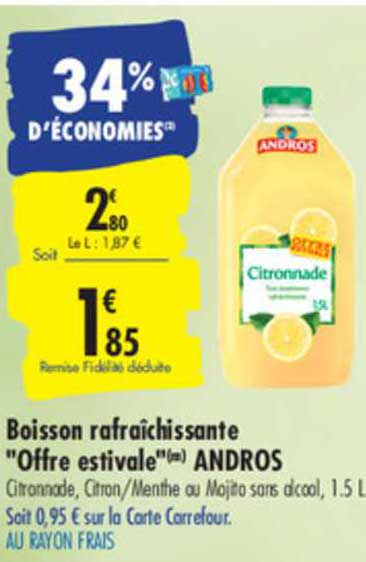 boisson rafraîchissante offre estivale andros