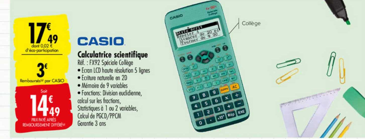 Calculatrice Scientifique Fx92 Casio