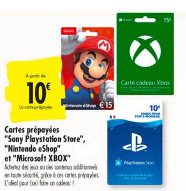 cartes prépayées sony playstation store nintendo eshop et microsoft xbox