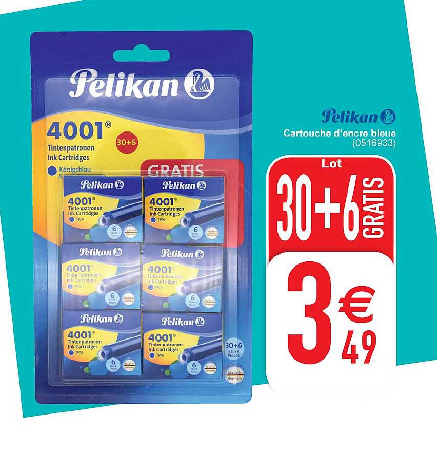 cartouche d'encre bleue pelikan