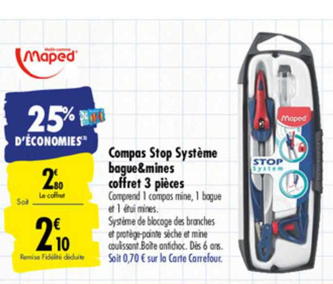compas stop système bague & mines coffret 3 pièces maped