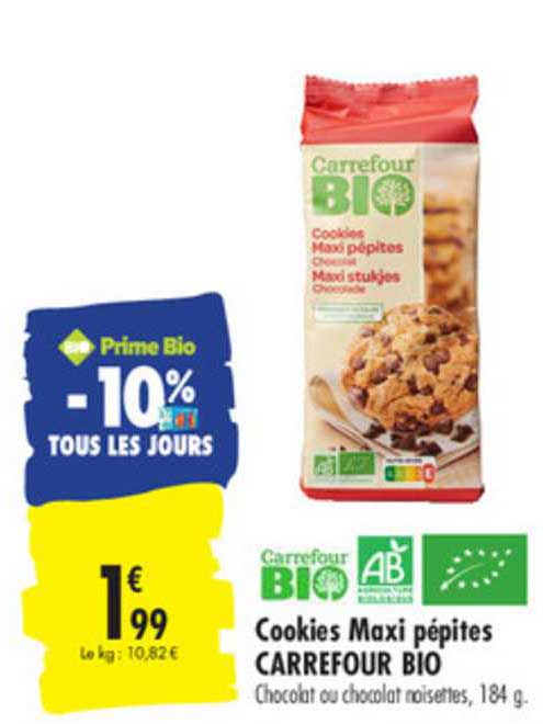 Cookies Maxi Pépites Carrefour Bio