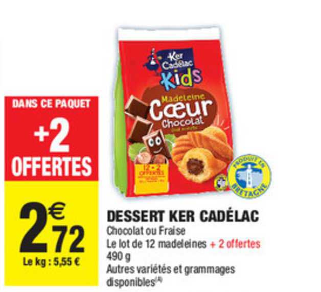 cœur chocolat madeleine dessert ker cadélac