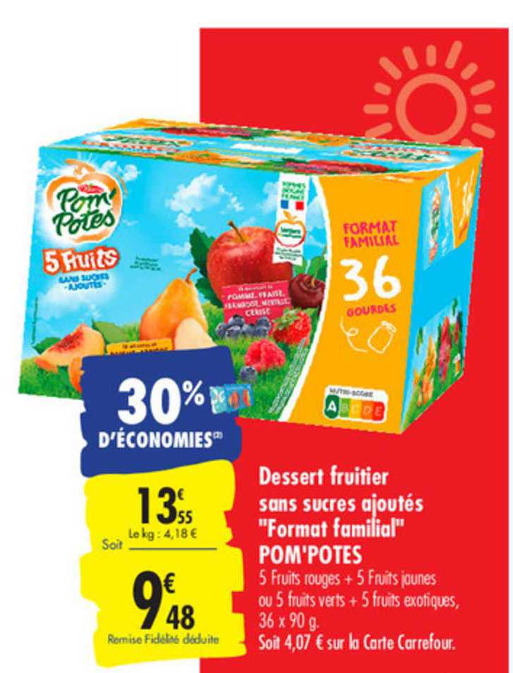 dessert fruitier sans sucres ajoutés pop'potes format familial