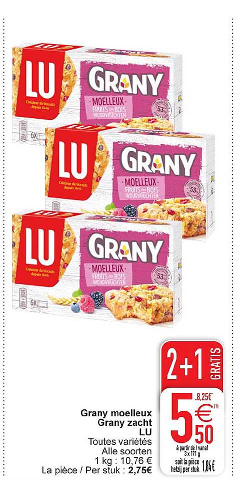 grany moelleux lu 2+1 gratis