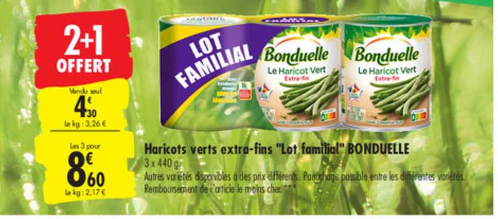 Haricots Verts Extra Fins Lot Familial Bonduelle 2+1 Offert
