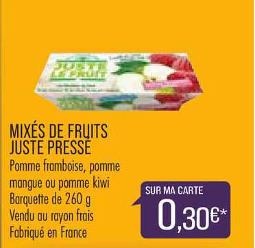 mixés de fruits juste pressé