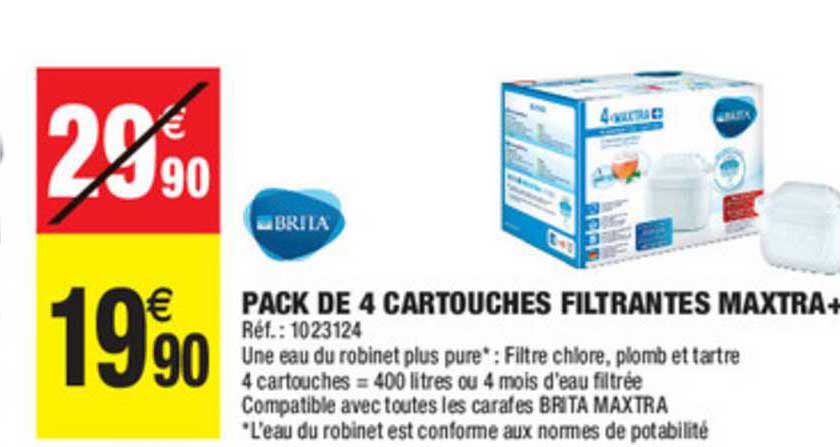 pack de 4 cartouches filtrantes maxtra+ brilla