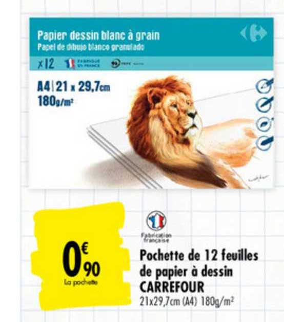 Pochette De 12 Feuilles De Papier à Dessin Carrefour
