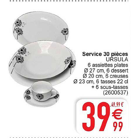 service 30 pièces ursula