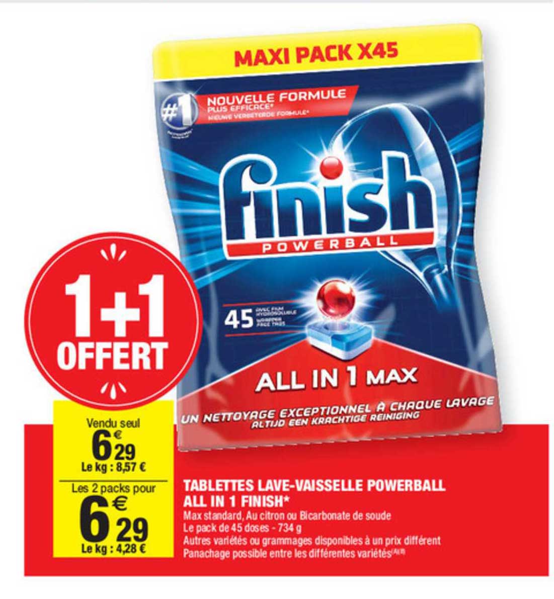 tablette lave vaisselle finish powerball all in 1 max 1+1 offert