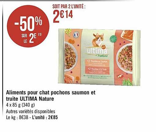 Aliments Pour Chat Pochons Saumon Et Truite Ultima Nature