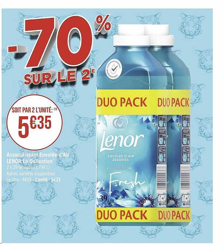 assouplissant envolée d'air lenor la collection -70% sur le 2e
