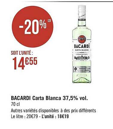 bacardi carta blanca 37,5% vol.