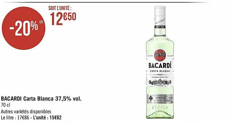 bacardi carta blanca 37.5% vol.