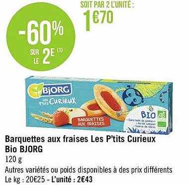 barquettes aux fraises les p'tits curieux bio bjorg
