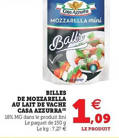 billes de mozzarella au lait de vache casa azzurra