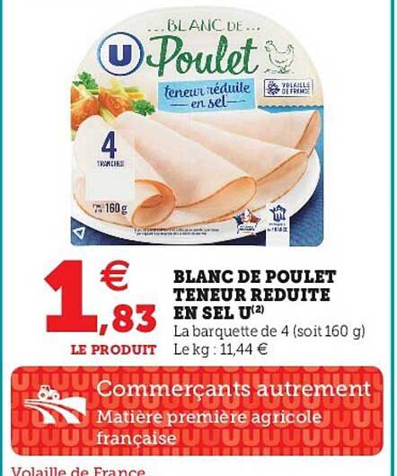 blanc de poulet teneurs reduite en sel u