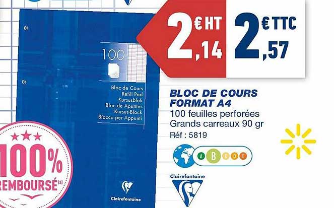 bloc de cours format a4