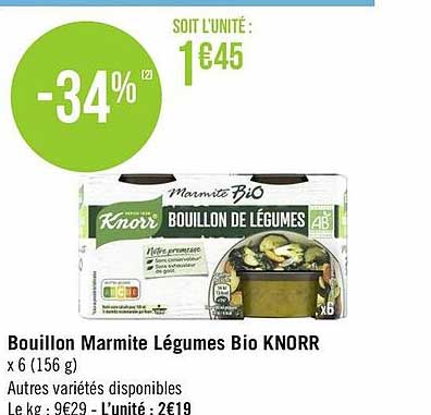 Bouillon Marmite Légumes Bio Knorr