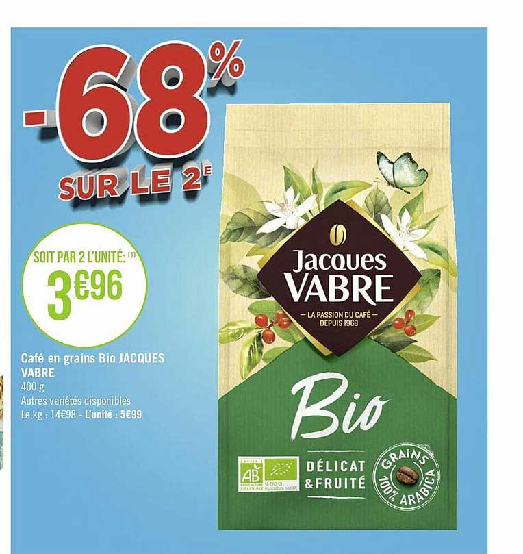 Café En Grains Bio Jacques Vabre