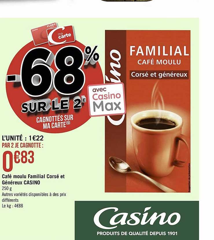 Café Moulu Familial Corsé Et Généreux Casino