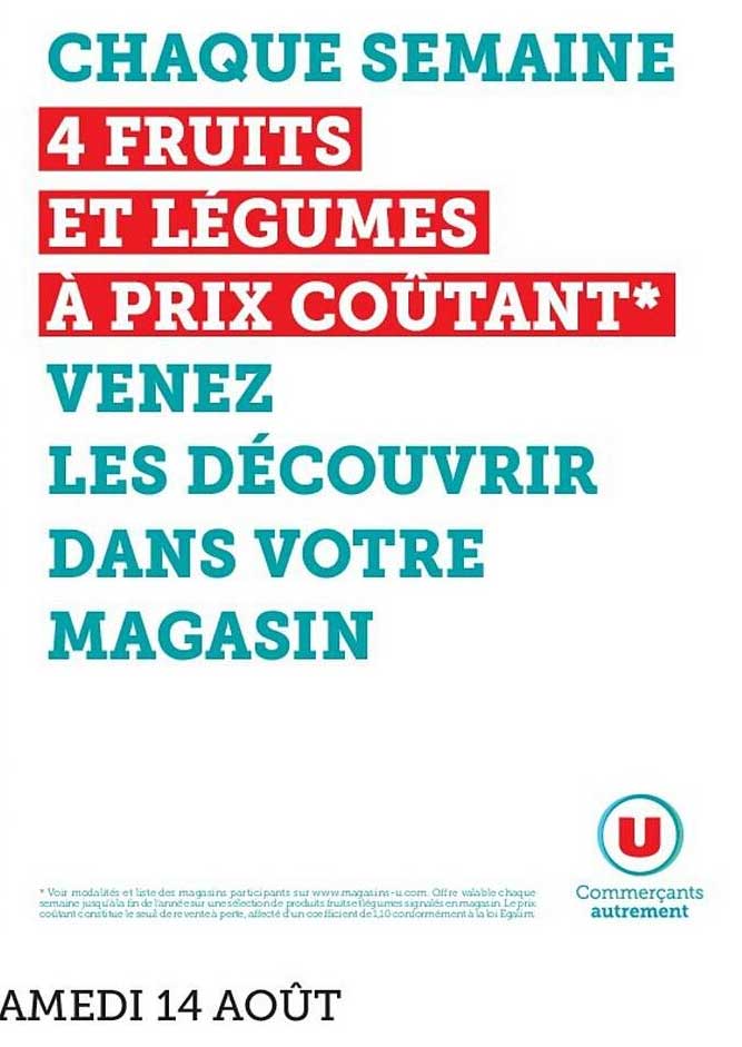 chaque semaine 4 fruits et légumes à prix coûtant