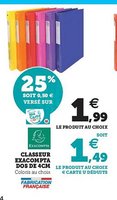Classeur Exacompta Dos De 4 Cm