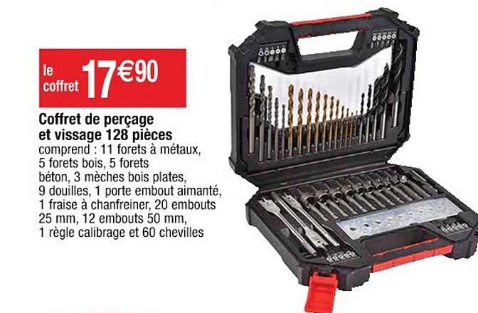 coffret de perçage et vissage 128 pièces