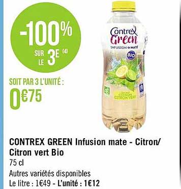 contrex green infusion mate - citron-citron vert bio