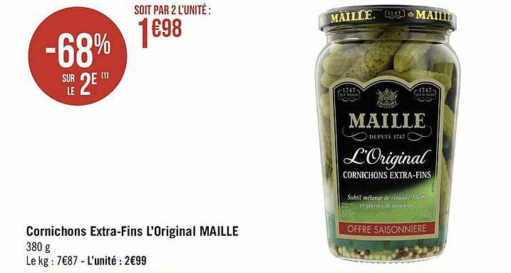 cornichons extra-fins l'original maille -68% sur le 2e