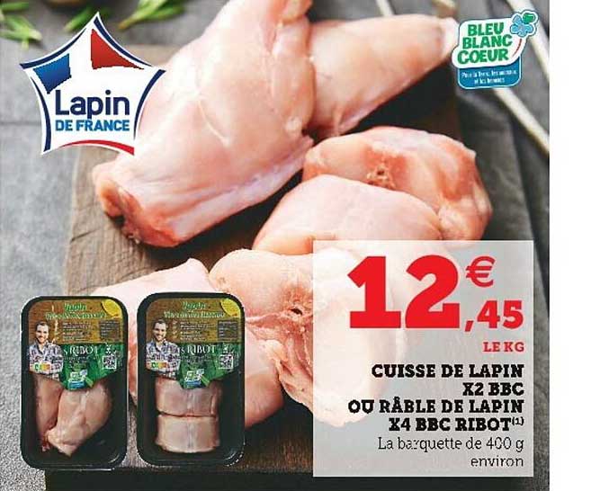 cuisse de lapin x2 bbc ou râble de lapin x4 bbc ribot