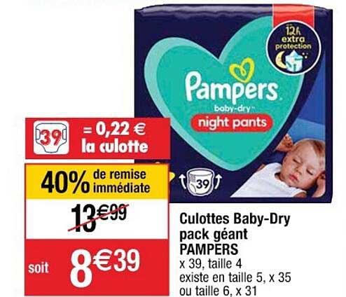 culottes baby-dry pack géant pampers