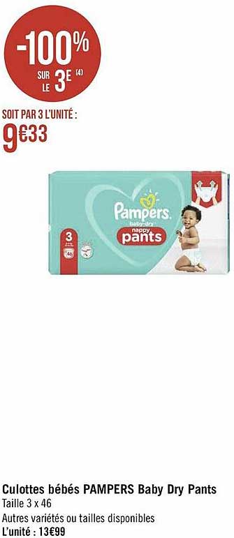 Culottes Bébés Pampers Baby Dry Pants