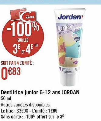 dentifrice junior 6-12 ans jordan